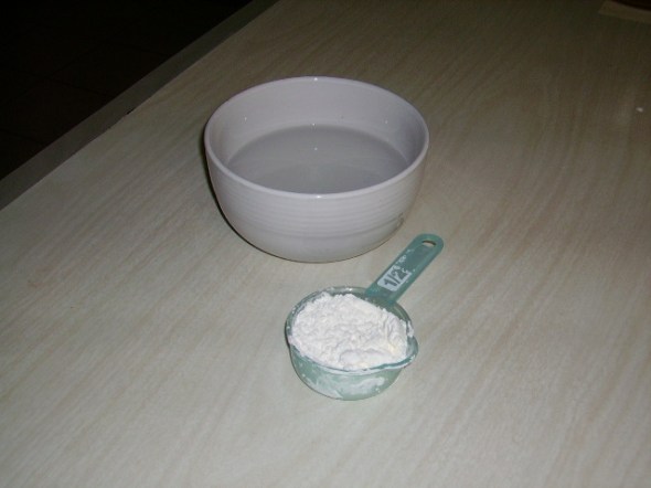 Add one half-cup of starch to two cups of water and stir.
