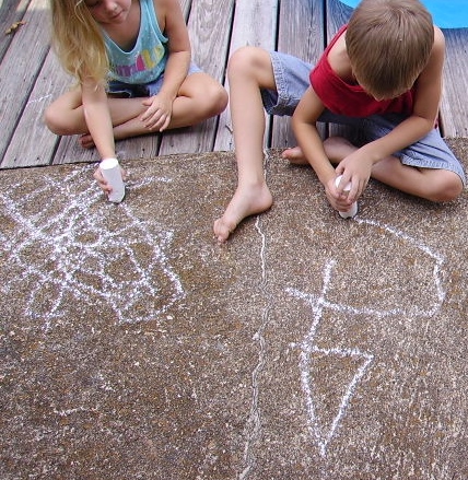Summer fun, carefree, with chalk art