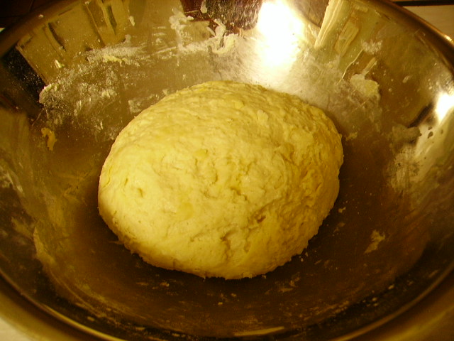 Bread, ready to rise, at night