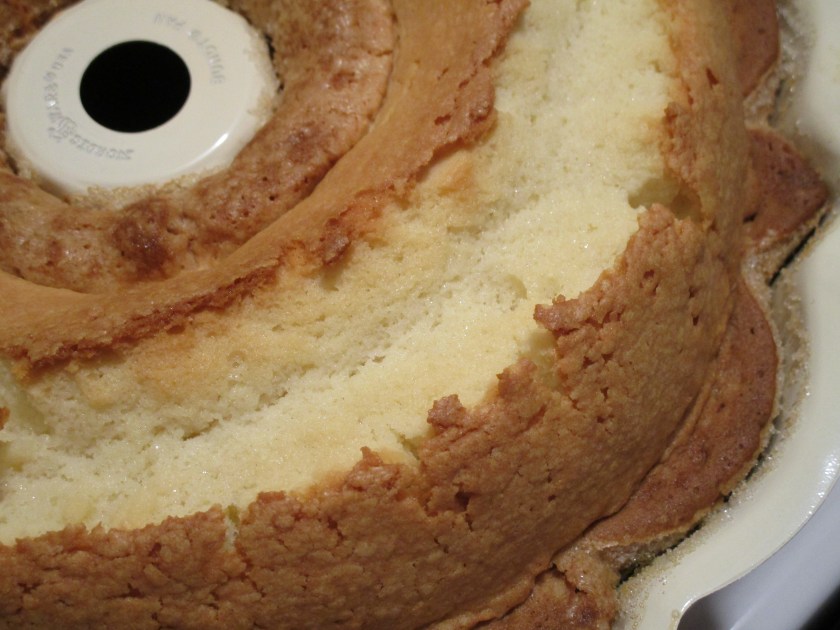 Rosemary cake, showing baking step: checking for doneness.